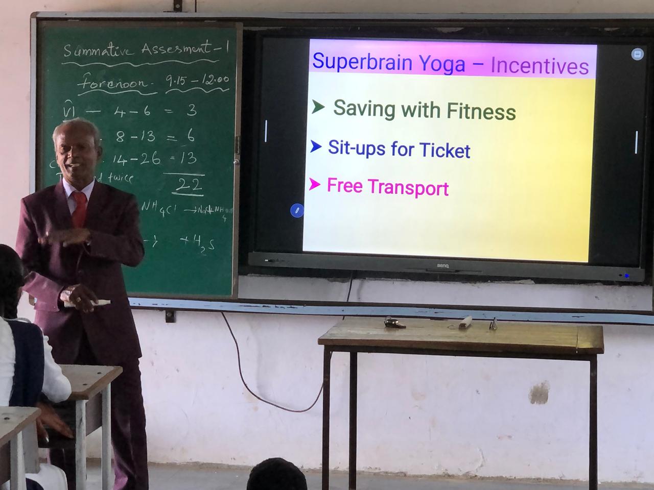 Power Point Presentation on Super Brain Yoga part of workshop at Zilla Parishad High School, Mentrazpally, Nizamabad Dist.