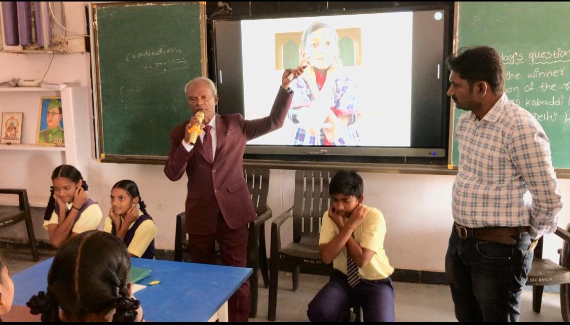 Demonstration of Super Brain Yoga - Workshop on "Super Brain Yoga" at Zilla Parishad High School, Aloor, Nizamabad Dist.