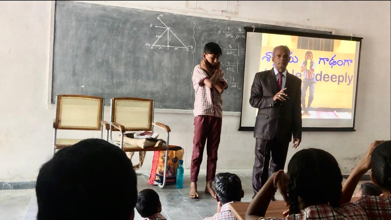 Demonstration on Super Brain Yoga at Govt. Junior College, Srirangapur, Wanaparthi Dist.