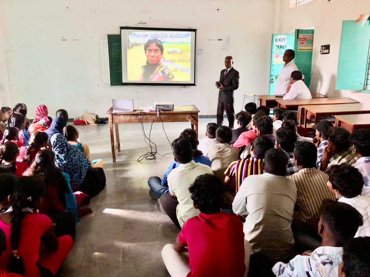 Workshop on Super Brain Yoga at Govt. Jr. College, Alampur, Jogulamba-Gadwal Dist.