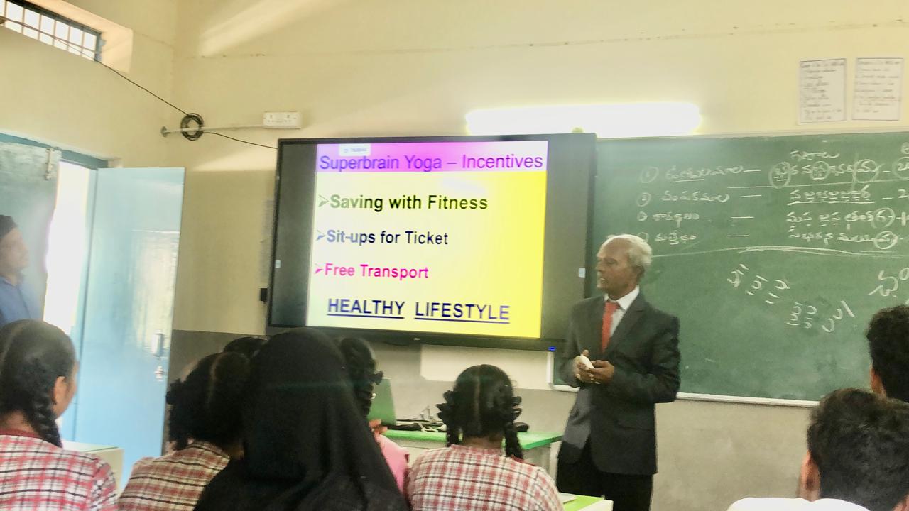 Power Point Presentation on Super Brain Yoga-Workshop on Super Brain Yoga at Zilla Parishad High School, Qutbullapur, Medchal-Malkajgiri Dist.