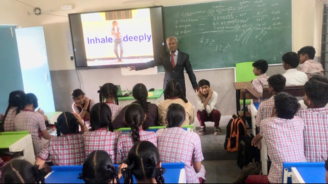 Demonstration on Super Brain Yoga-Workshop on Super Brain Yoga at Zilla Parishad High School, Qutbullapur, Medchal-Malkajgiri Dist.