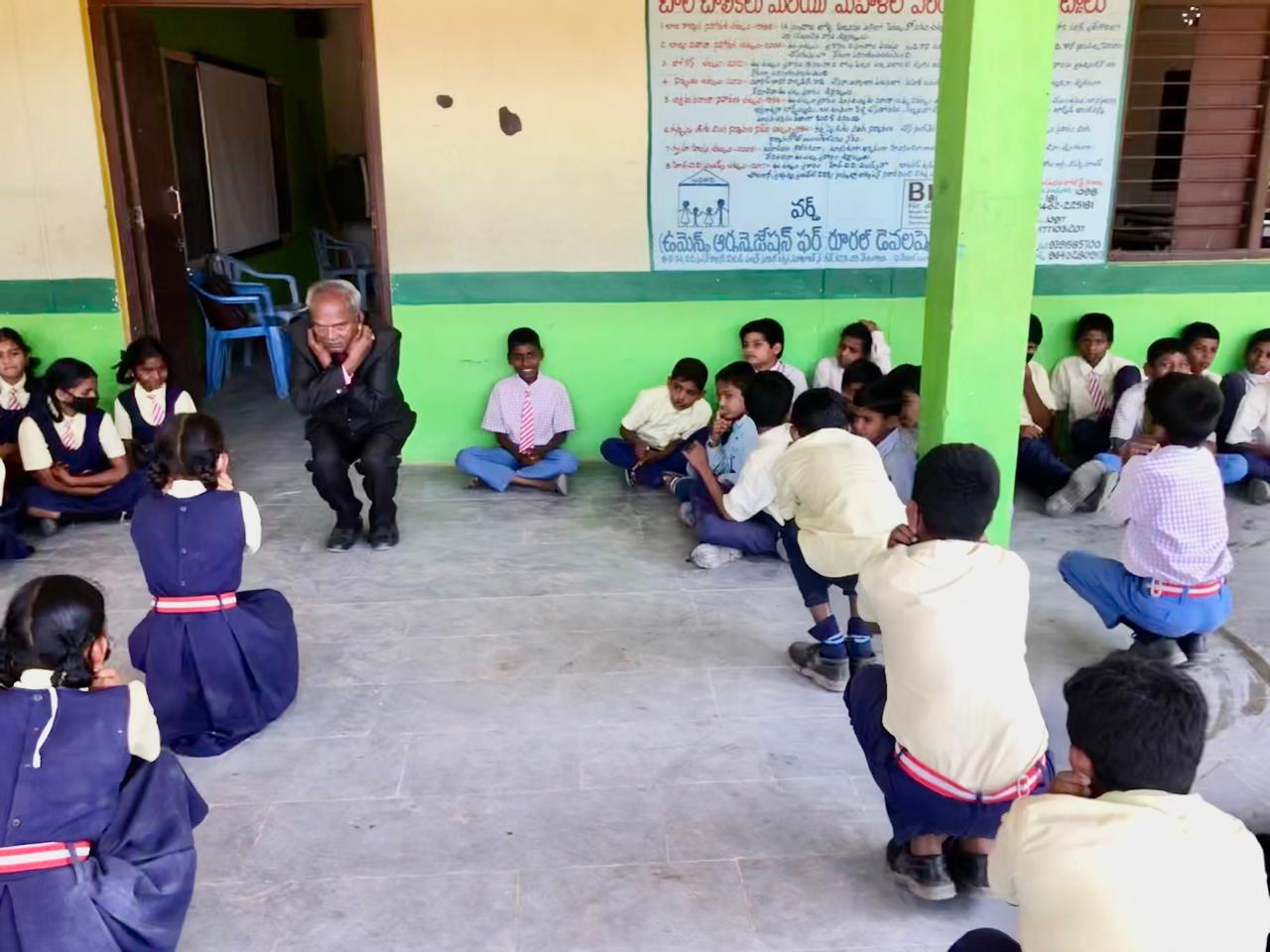 Demonstration of Super Brain Yoga using Power Point Presentation - Workshop on Super Brain Yoga at Zilla Parishad High School, Maggidi, Nizamabad Dist.
