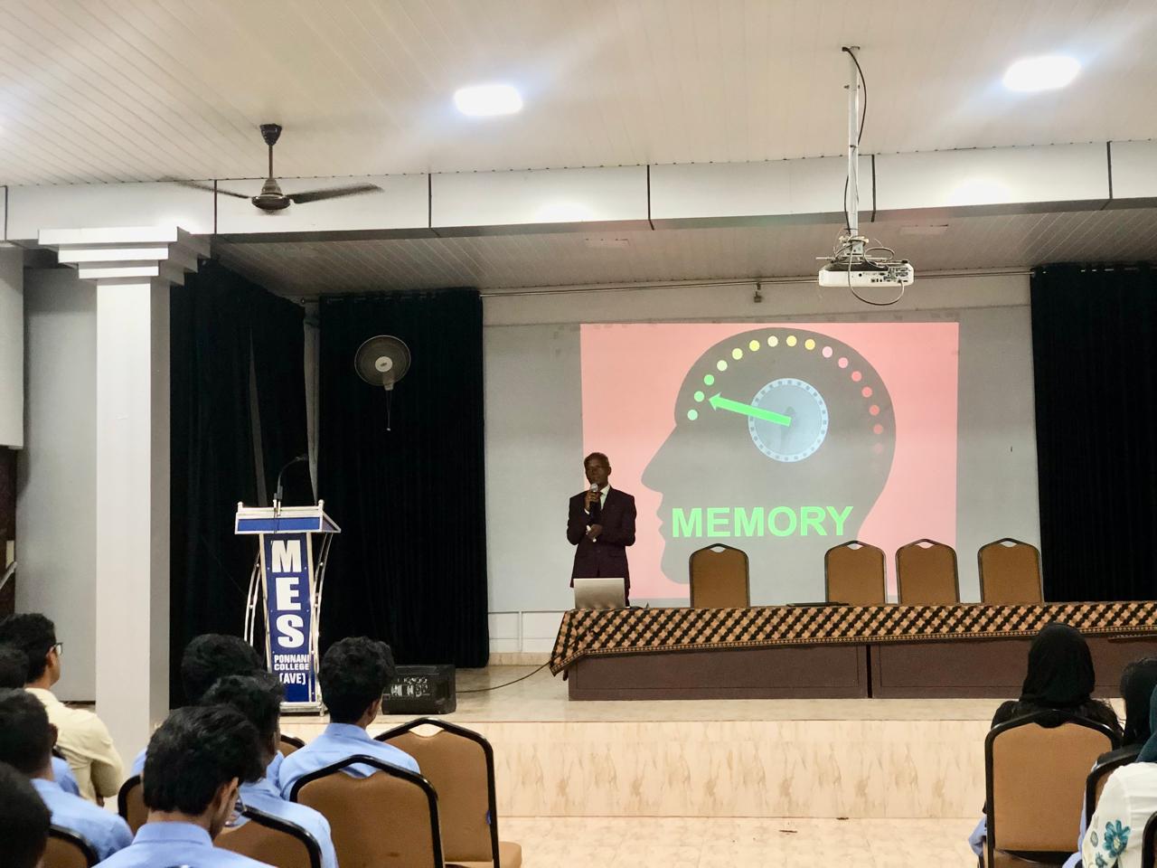 Power Point Presentation on Super Brain Yoga at MES Ponnani College, Ponnani, Kerala state.