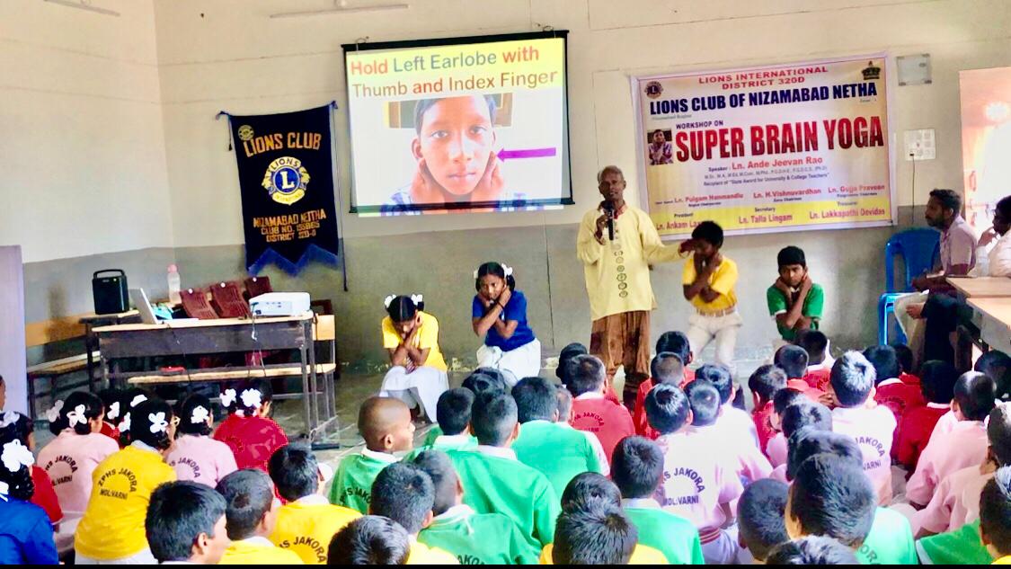 Demonstration of  Super Brain Yoga at Zilla Parishad High School, JAKORA, Varni Mandal, Nizamabad Dist.