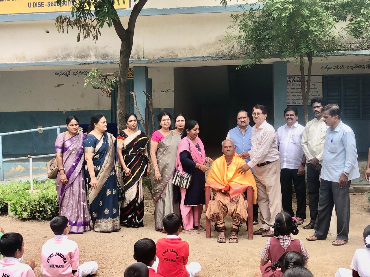 Felicitation by HM, Staff and Lions Members - Workshop on Super Brain Yoga at Zilla Parishad High School, JAKORA, Varni Mandal, Nizamabad Dist.