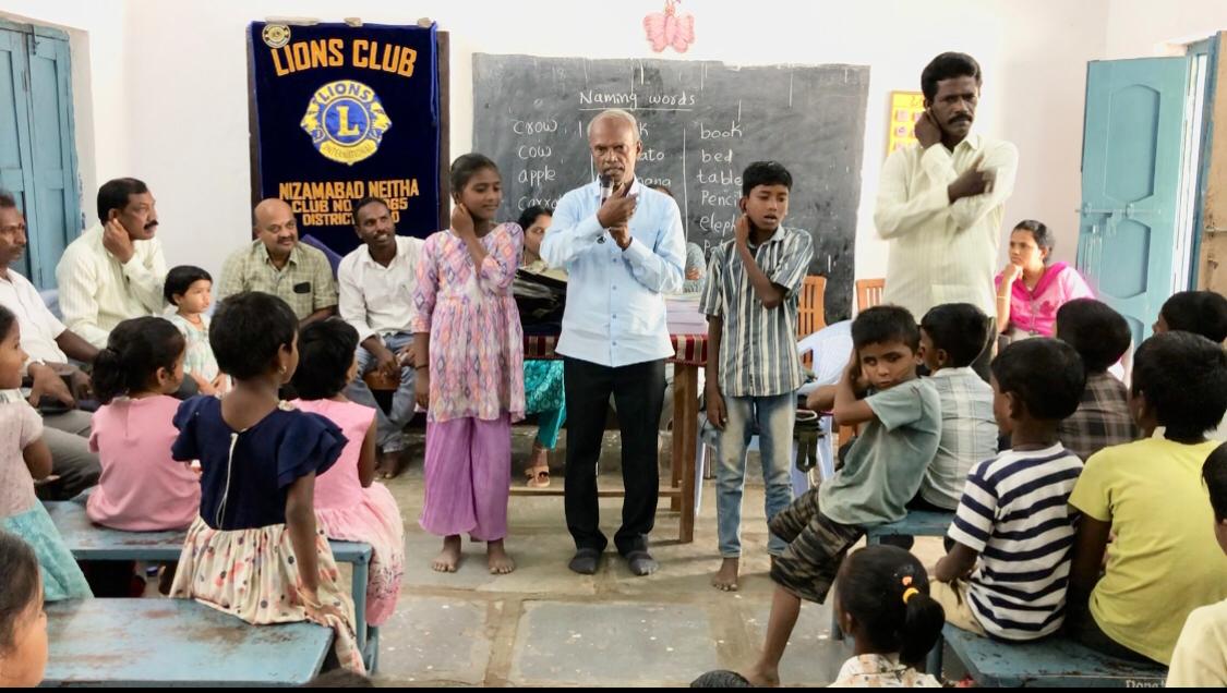 Workshop on Super Brain Yoga at Mandal Parishad Primary School, Dharmaram-M, Nizamabad Rural Mandal, sponsored by International Lions Club of Nizamabad-Netha.