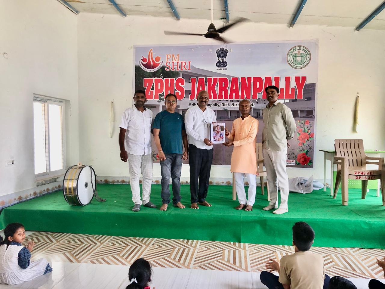 Copy of article on Super Brain Yoga published in SCERT Compendium presented to Head Master and staff - Workshop on Super Brain Yoga at Summer Camp, P.M. Sri Zilla Parishad High School, Jakranpally, Nizamabad Dist.