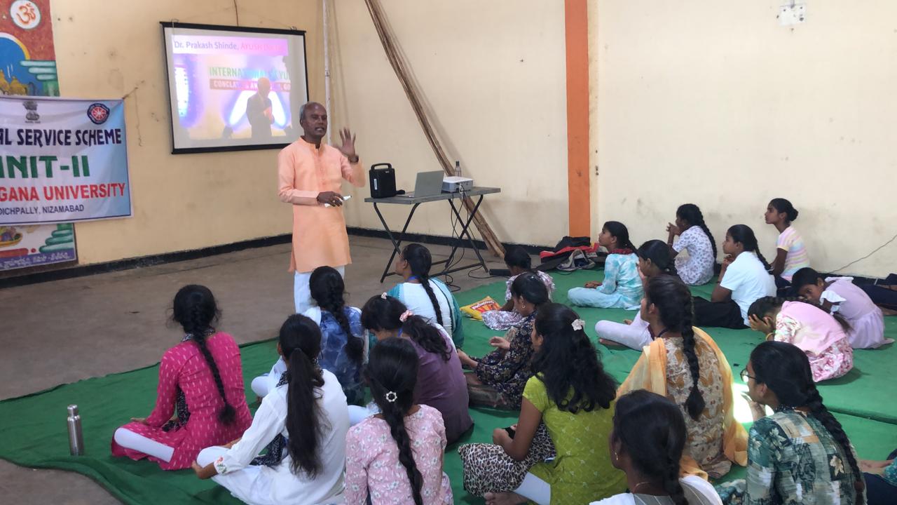 Workshop on Super Brain Yoga at Summer Special Camp, National Service Scheme Unit-II, Telangana University organized at Dichpally village on 26-04-2026.