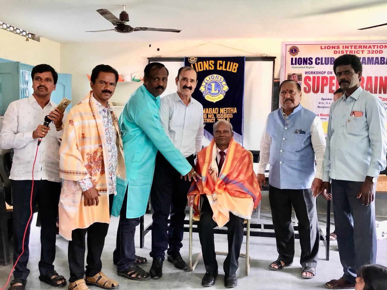 Felicitation by HM & Staff - Workshop on Super Brain Yoga at Zilla Parishad High School, Suddapally, Dichpally Mandal, Nizamabad Dist. The program was sponsored by International Lions Club of Nizamabad-Netha.
