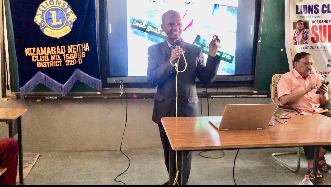 Workshop on Super Brain Yoga at Govt. High School, Kotagalli, Shankar Bhavan, Nizamabad.  The program was sponsored by Lions International, Nizamabad-Netha, Club No. 155665, Dist: 320 D.  